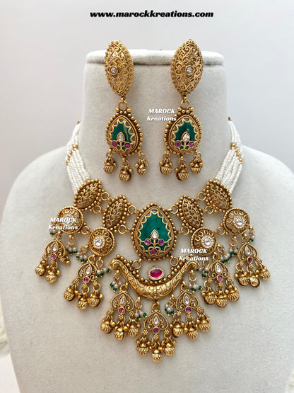 Rimal Premium Quality exclusive Gold Plated heritage necklace set