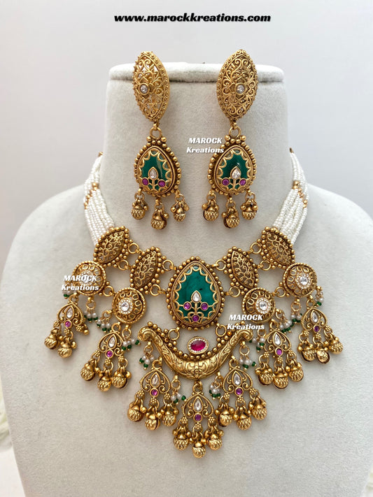 Rimal Premium Quality exclusive Gold Plated heritage necklace set