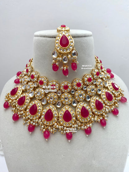 Premium Quality Thappa Kundan Necklace set