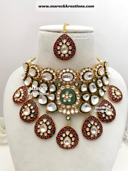 Hnaya Sabyasachi Inspired Premium Quality gold plated Kundan exclusive Necklace set