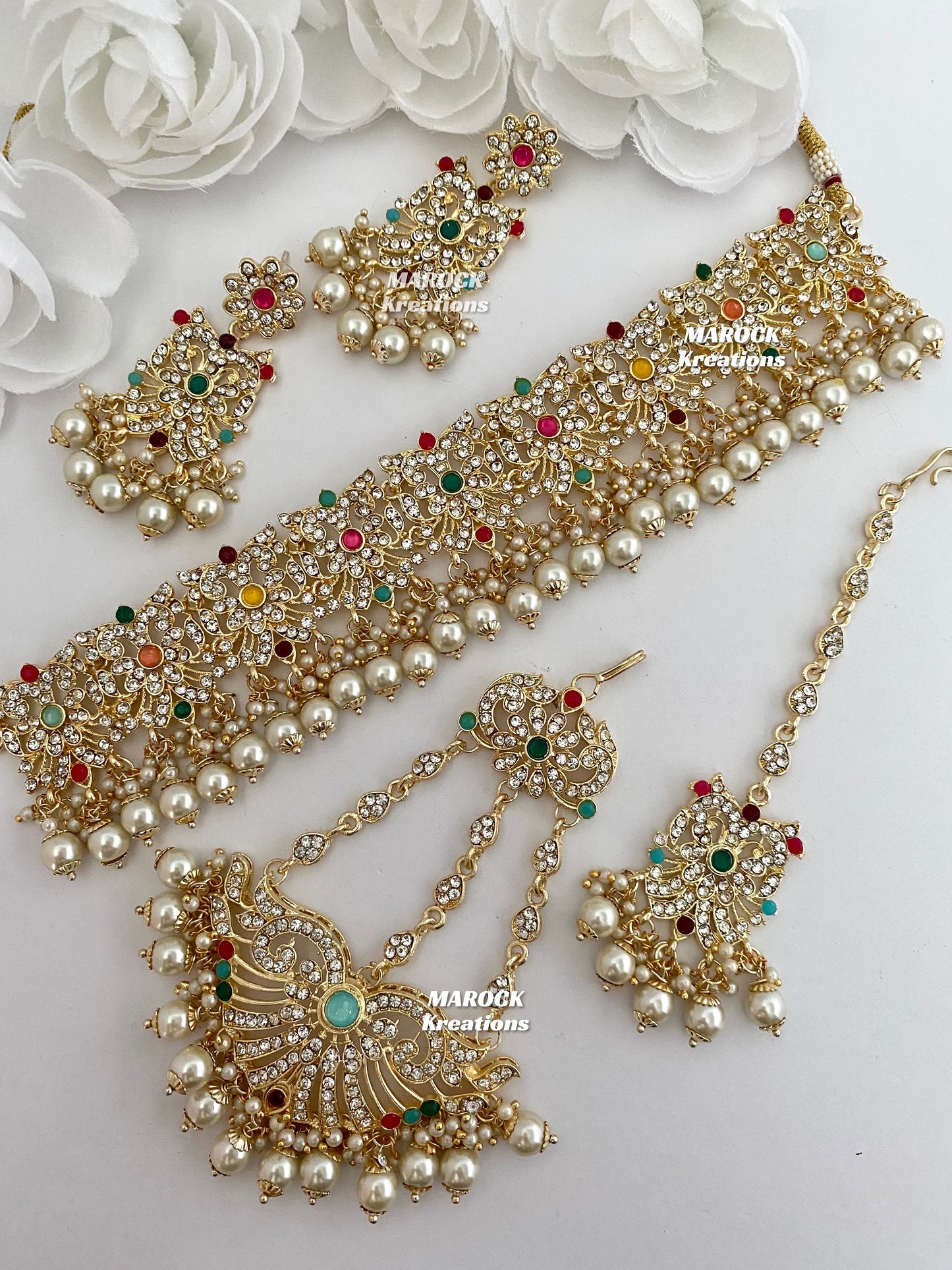 Gold base Pakistani Choker sets