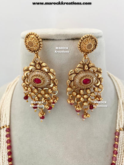 Ifrah Premium Quality Gold plated exclusive heritage Rani haar set