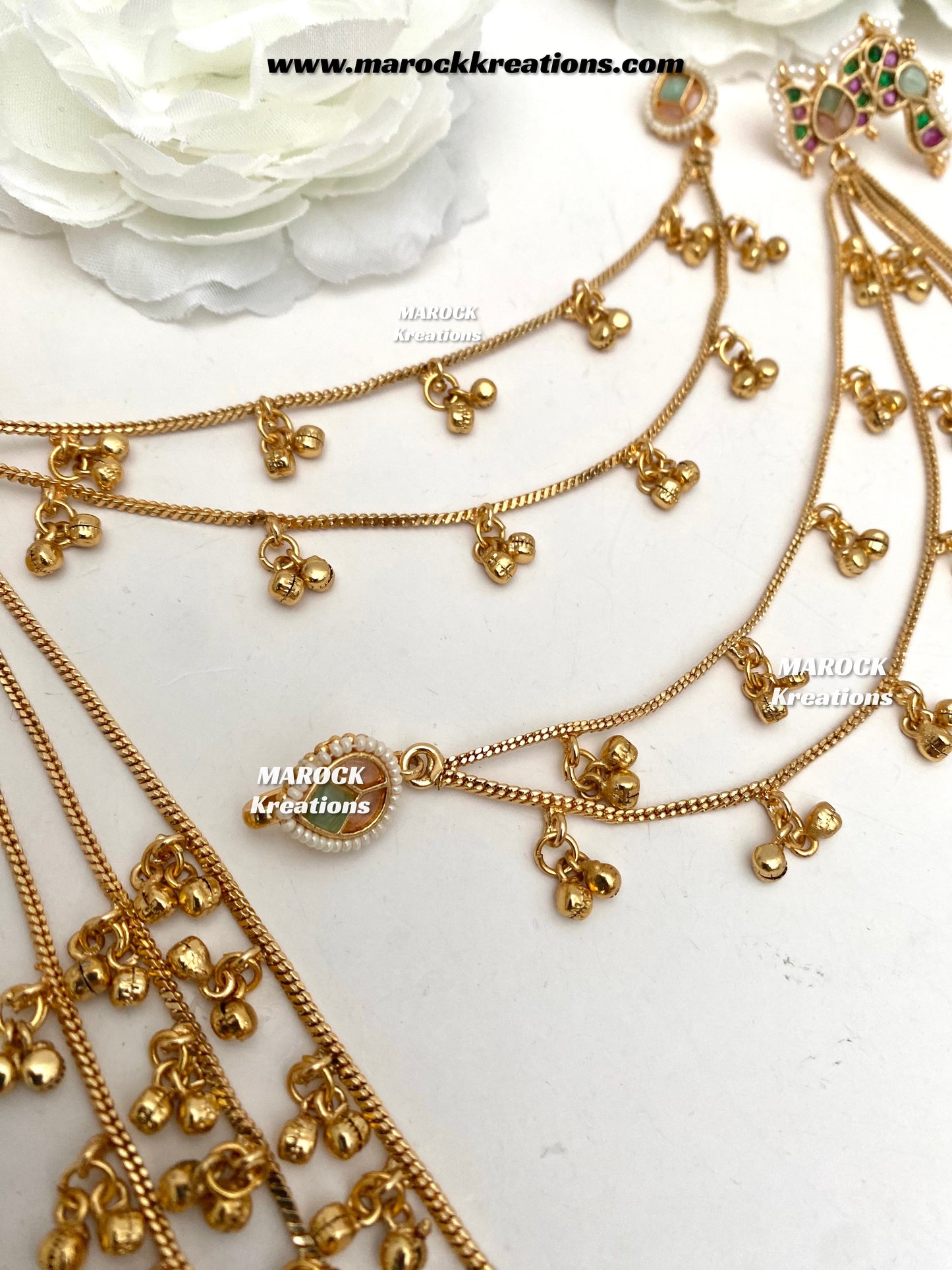 Sakina Premium quality Gold plated Kashmiri Statement Earrings with attached Saharey