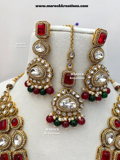 Samira Premium Quality Kundan Multi layer statement Rani haar set