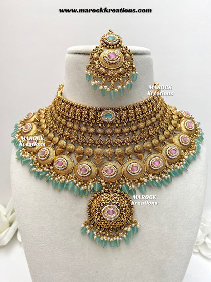 Aastha Premium Quality Gold Plated Bridal set