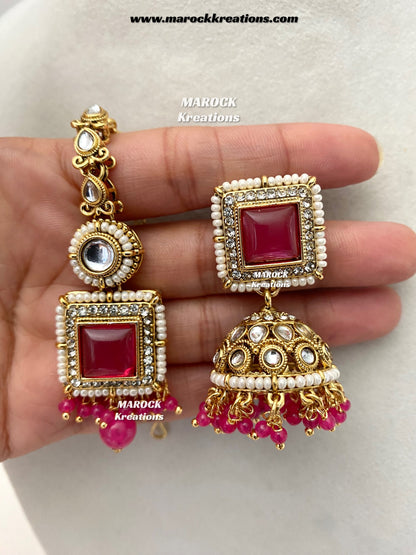 Roshani Premium Quality Kundan Statement necklace set