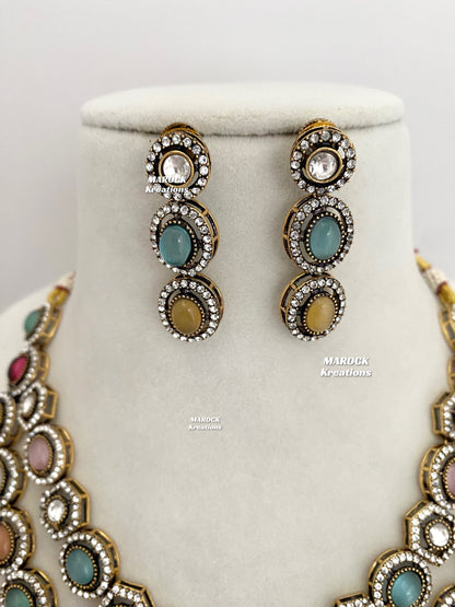 Sheenam Victorian Kundan Double layer Necklace set