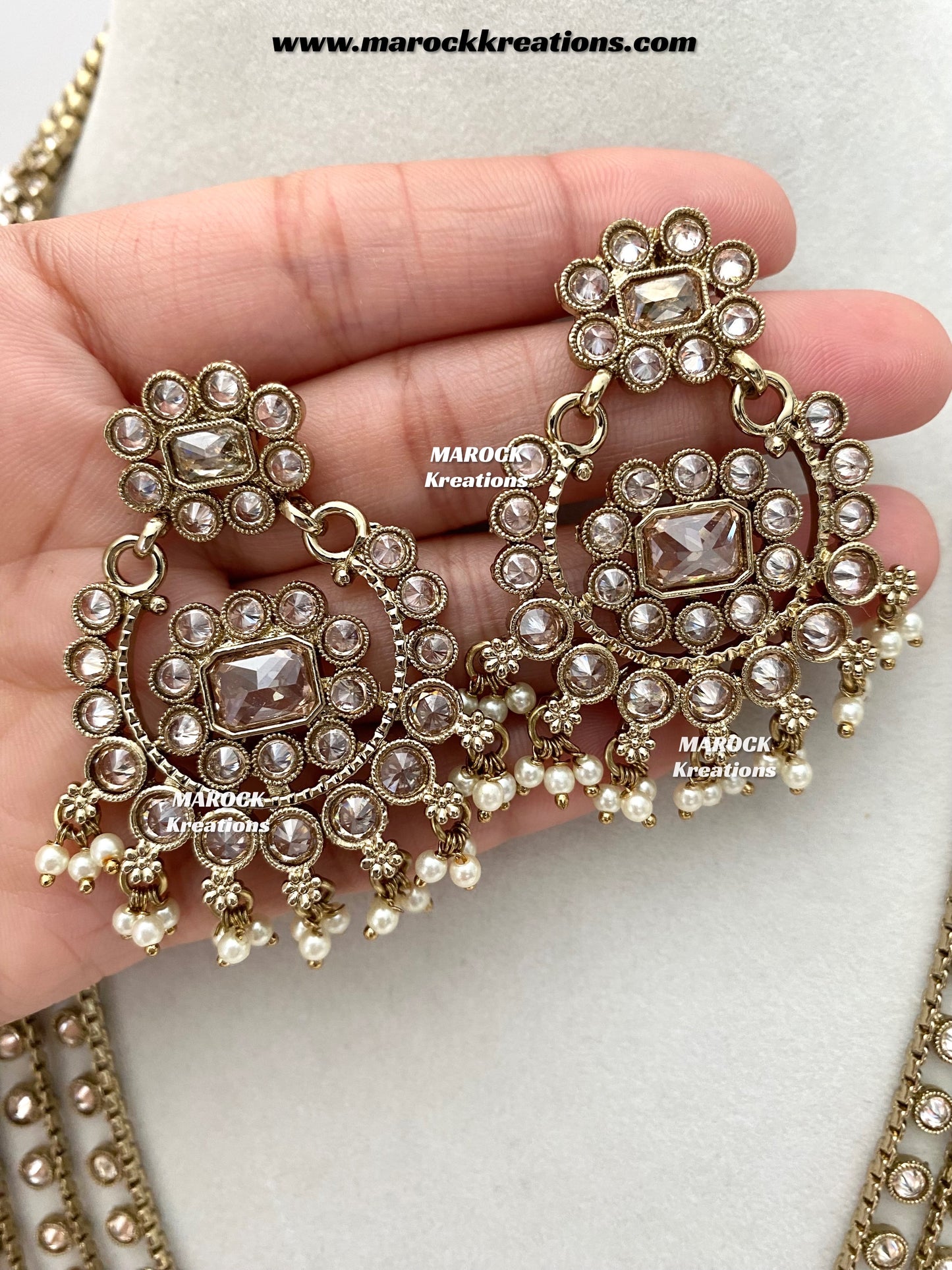 Meghan Premium Quality Polki triple layer Statement Rani haar set