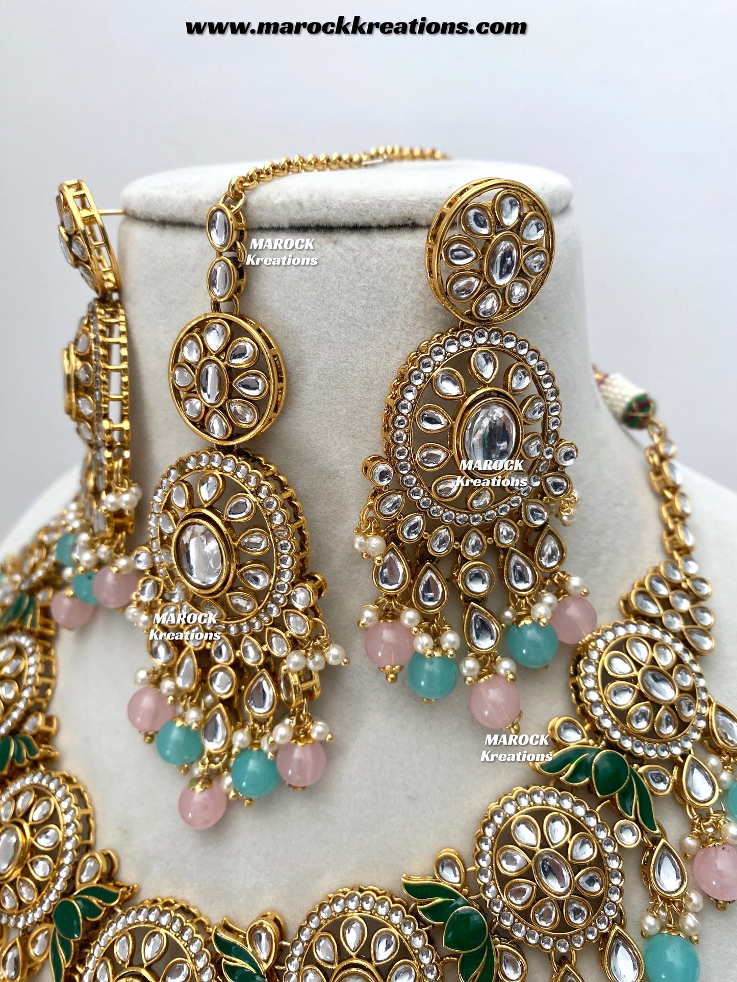 Iqra Premium Quality Kundan Meenakari Statement Necklace set