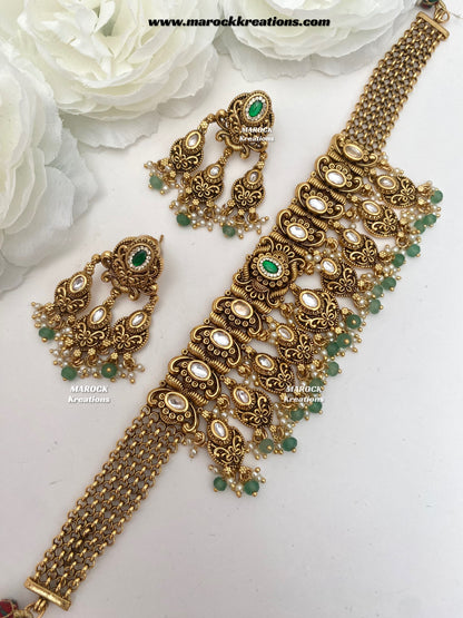 Robin Premium Quality Gold Plated Rajwadi choker set