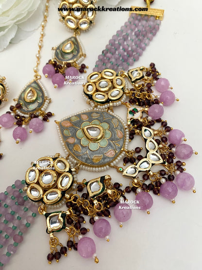 Natasha Premium Quality Kundan Meenakari Statement Choker set