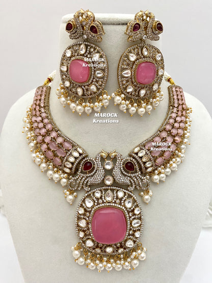 Ravina Tandon Bollywood style Sabyasachi inspired Premium Quality Moissanite Kundan Necklace set