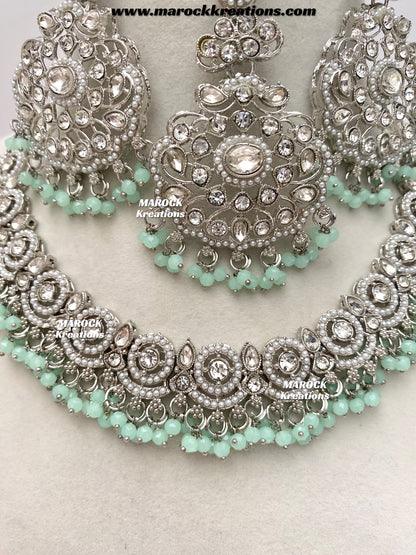 Silver Stone Necklace set