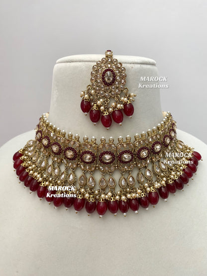 Antique Gold Polki choker sets