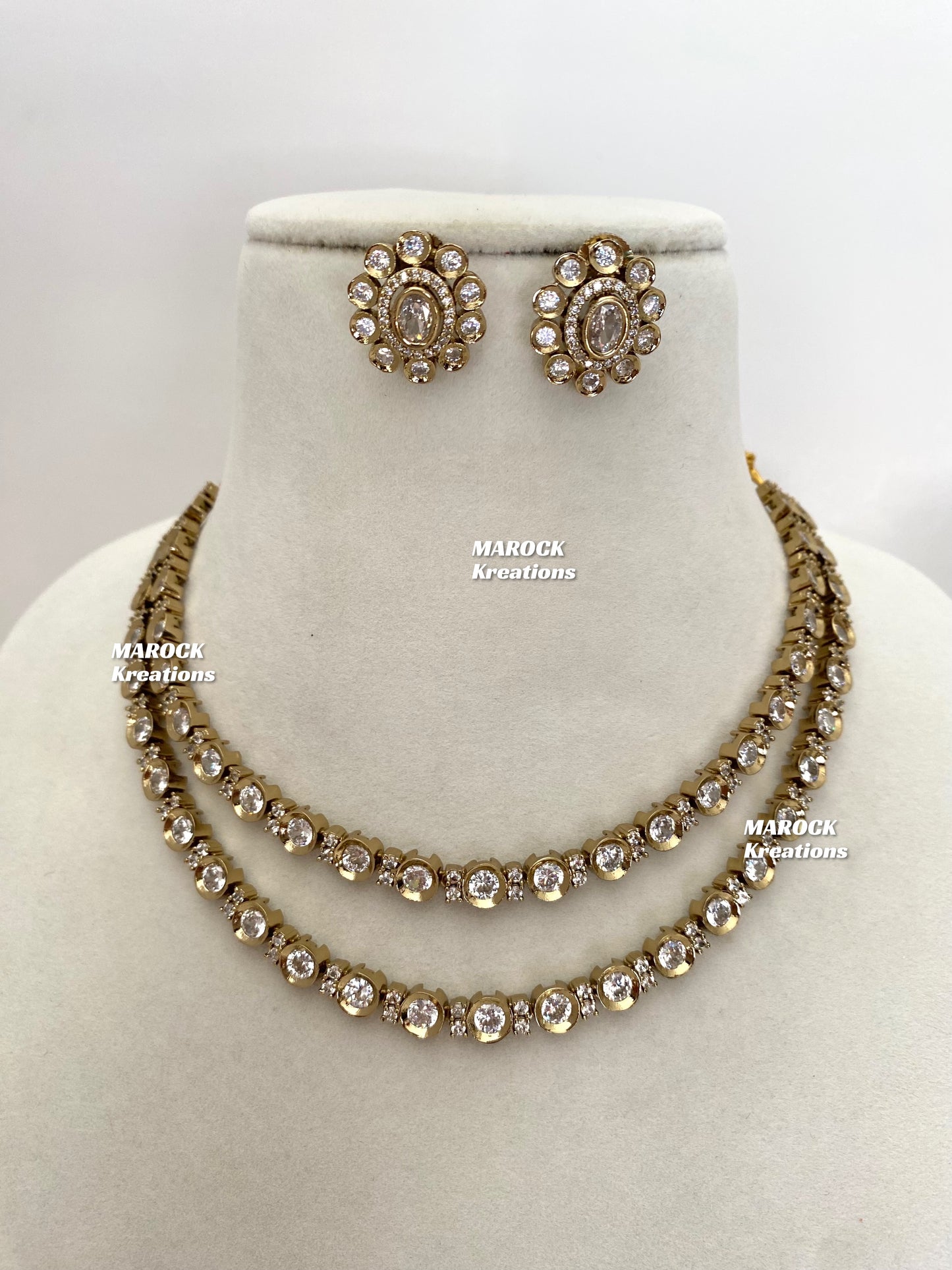 Katrina Premium Quality Moissanite Kundan double layer Necklace set