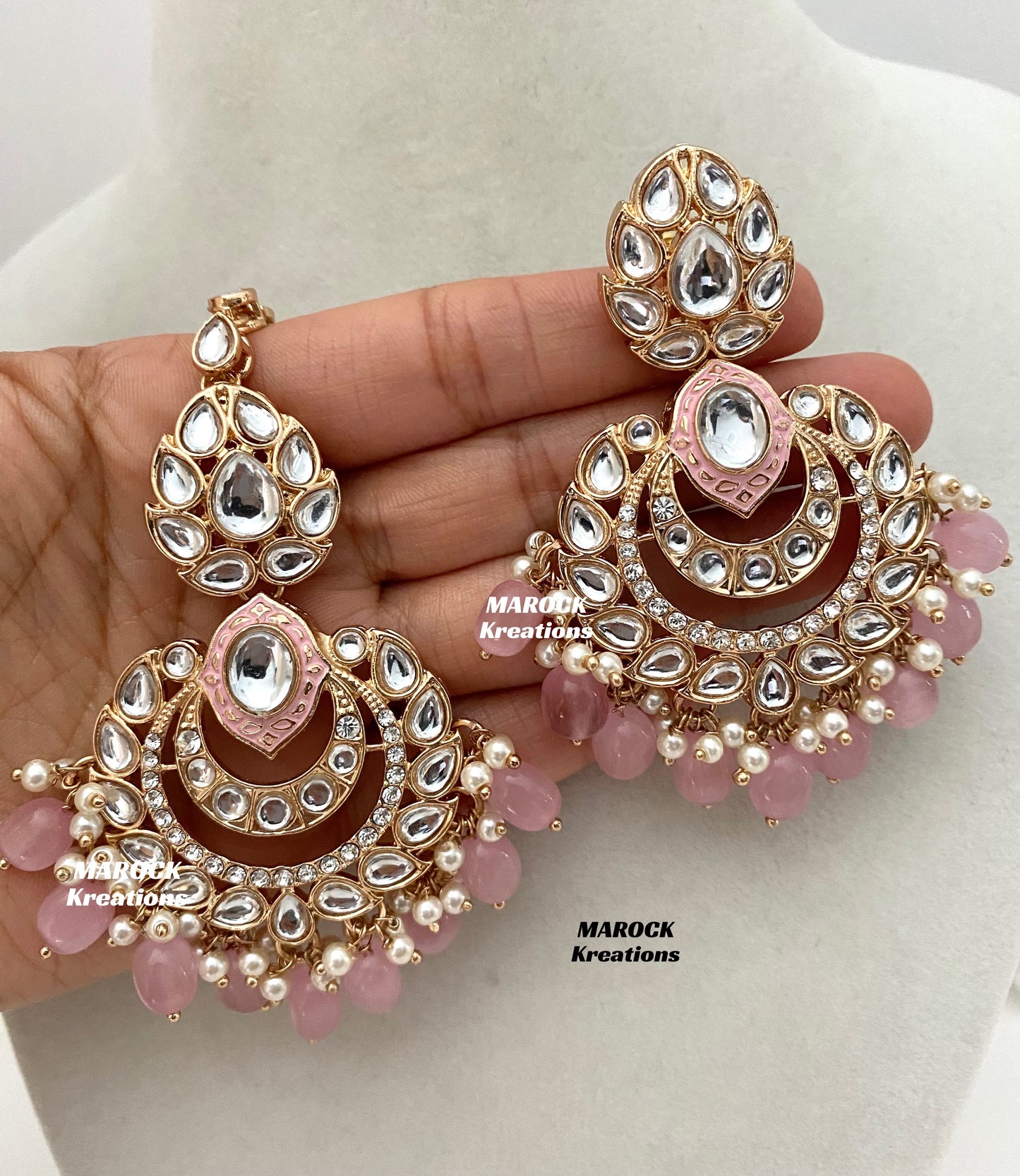 Kaniz Premium Quality Rose Gold Kundan Meenakari Choker/Necklace set