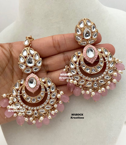 Kaniz Premium Quality Rose Gold Kundan Meenakari Choker/Necklace set