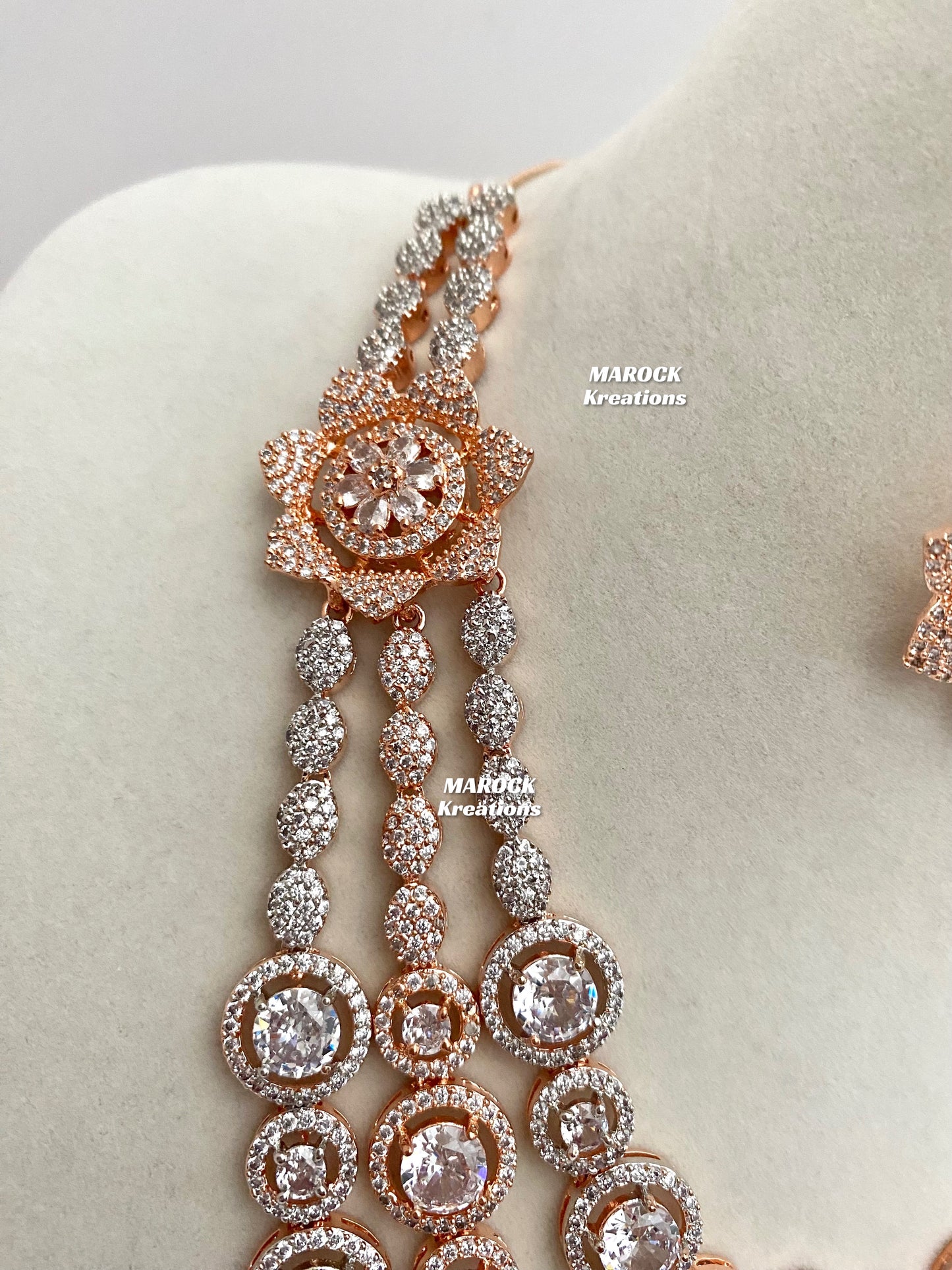 Rose Gold American Diamond Necklace set