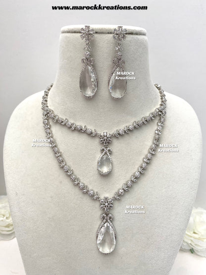Lauren Silver American Diamond Necklace set
