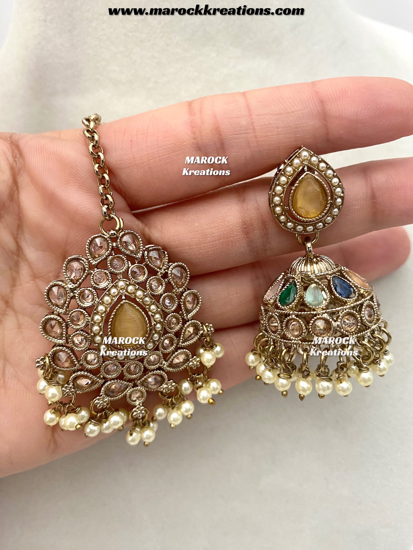 Hemani Antique gold Polki Necklace set