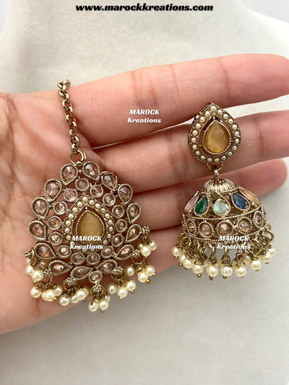 Hemani Antique gold Polki Necklace set