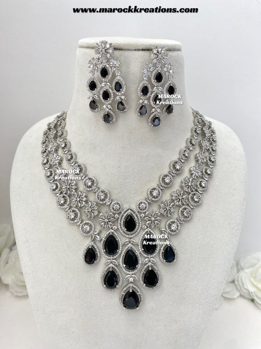 Kristi Silver American Diamond Necklace set