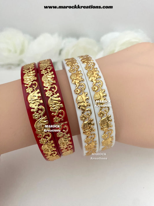 Bridal Elephant crafted Choora Bangles/ Fillers (Set of 2)