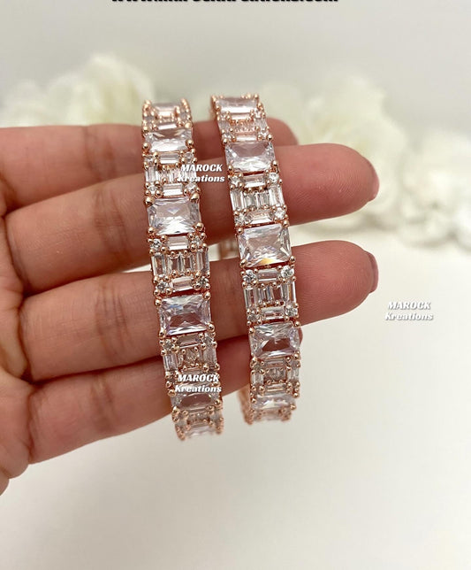 Rose Gold American Diamond Bangles/Kade