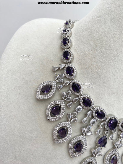 Samiha Silver American Diamond Necklace set