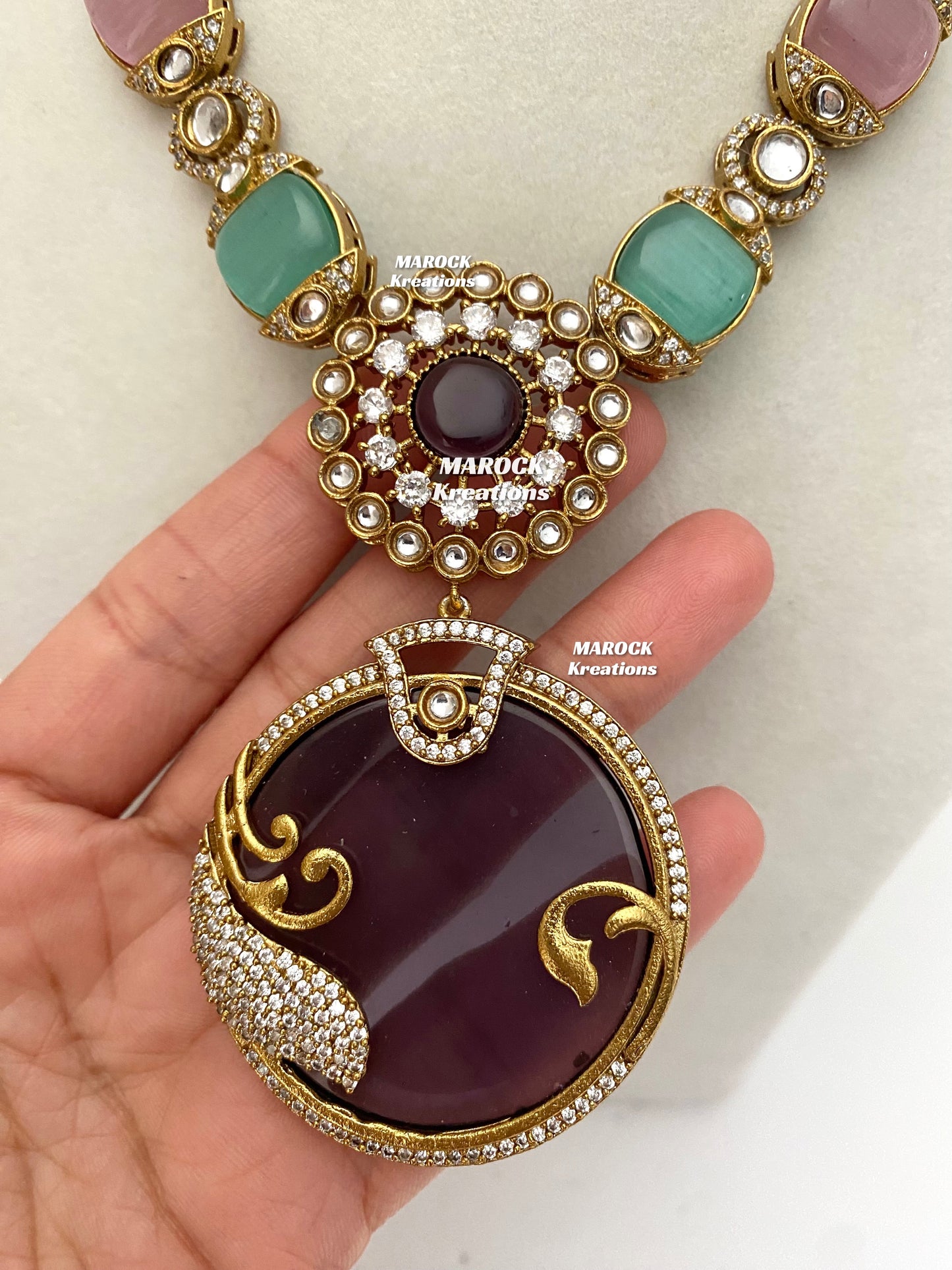 Haniya Sabyasachi inspired Premium Quality Moissanite Kundan Statement Necklace set