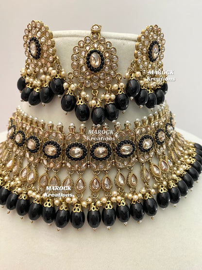 Antique Gold Polki choker sets