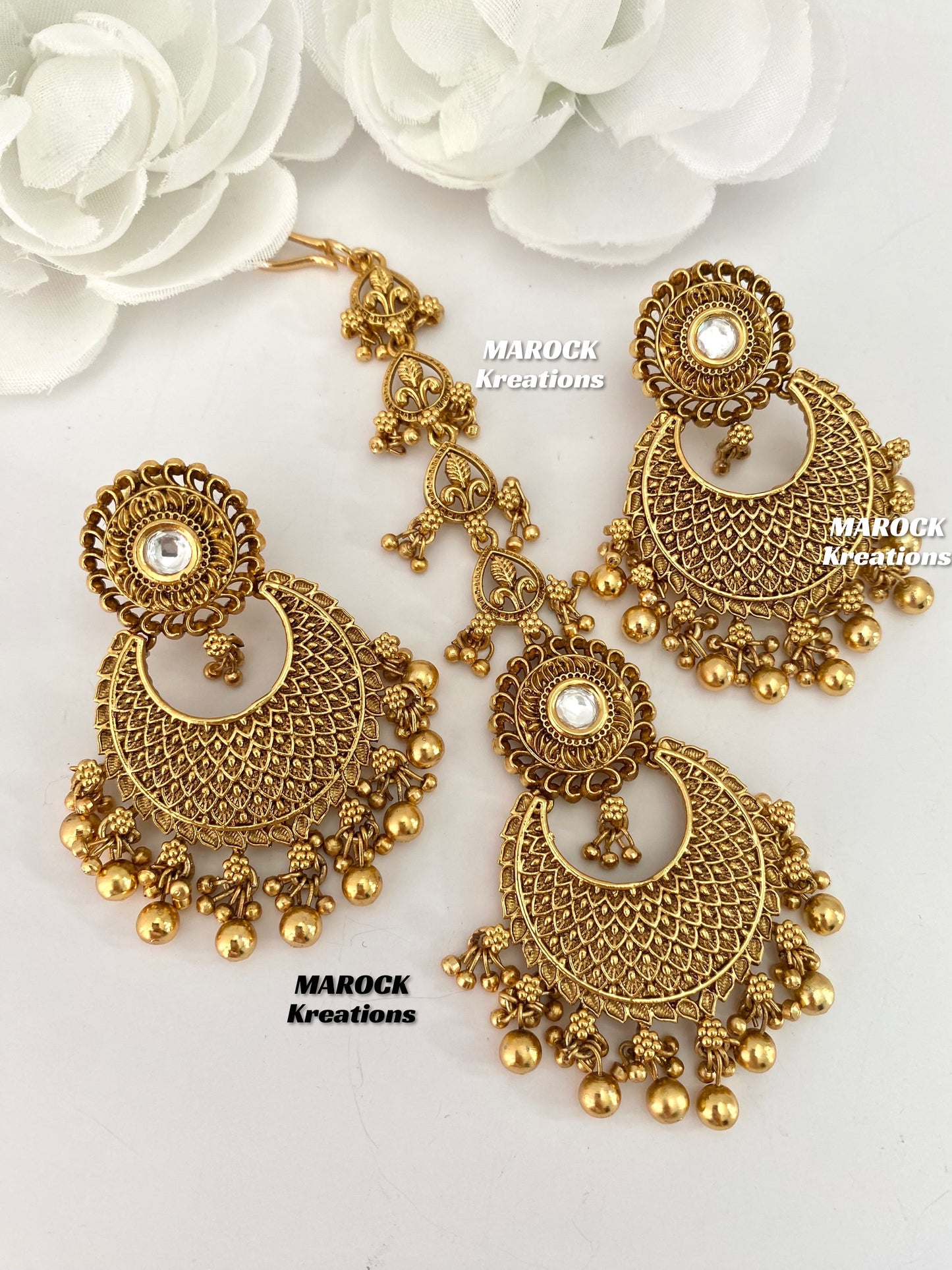 Elegant Gold Plated premium quality Kundan Statement Necklace set/Bridal set