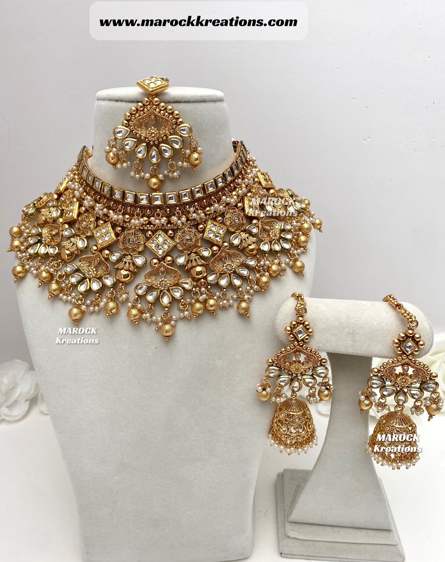 Ruhani Premium Quality Gold plated Kundan Necklace set/Bridal set