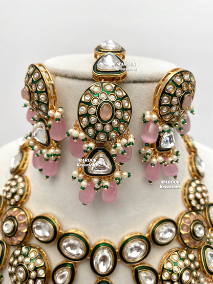 Amisha Premium Quality Kundan Meenakari Statement Necklace set