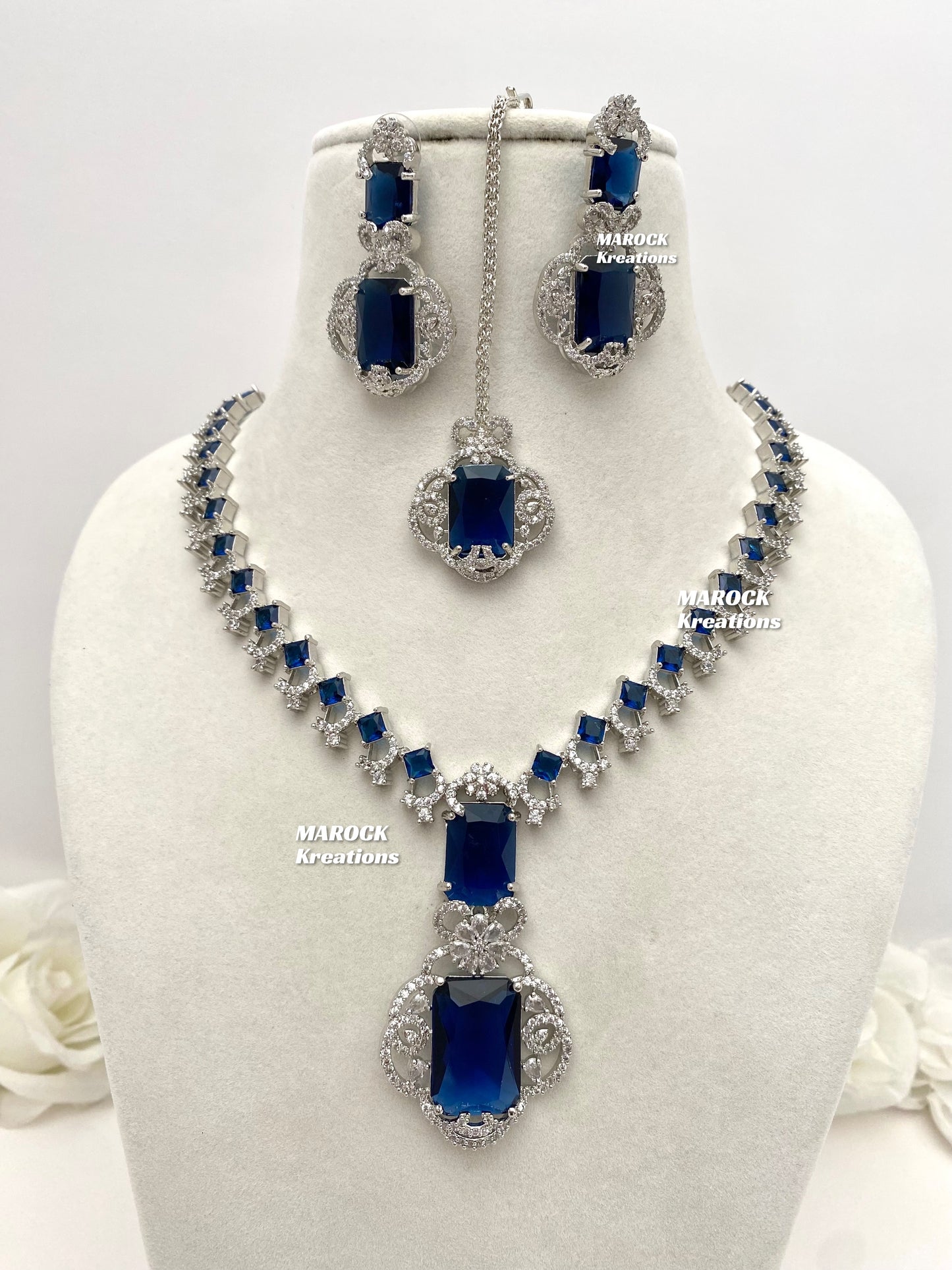 Nita Ambani Inspired Silver American Diamond Necklace set