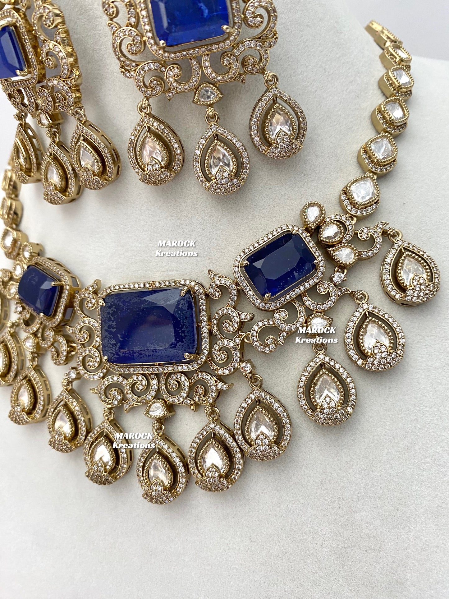 Labiba Sabyasachi inspired Premium Quality Moissanite Kundan with doublet stone Statement Necklace set