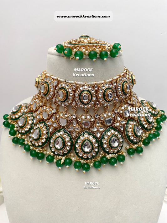 Trendy Uncut Kundan Statement Necklace set/Bridal set