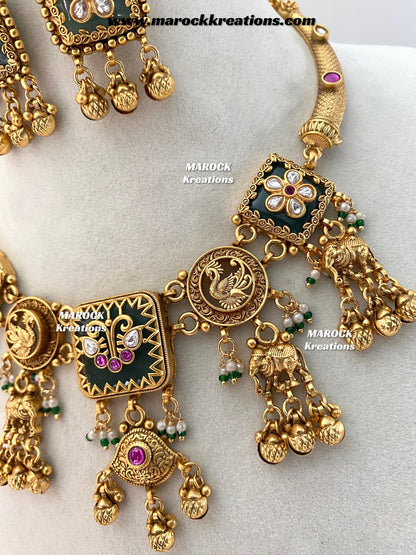 Kamini Premium Quality exclusive Gold Plated heritage necklace set