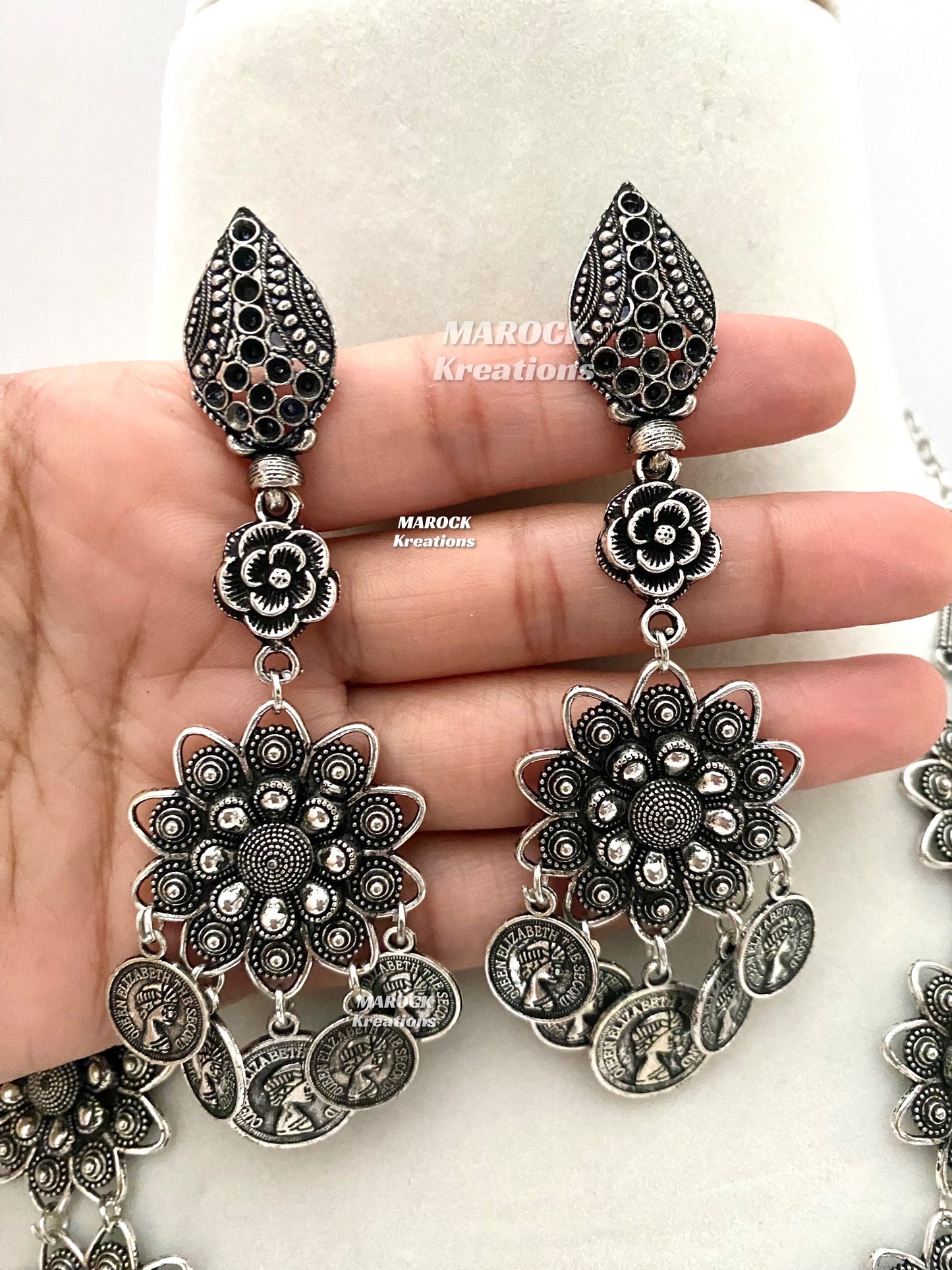 Oxidized Rani Haar/long Necklace set