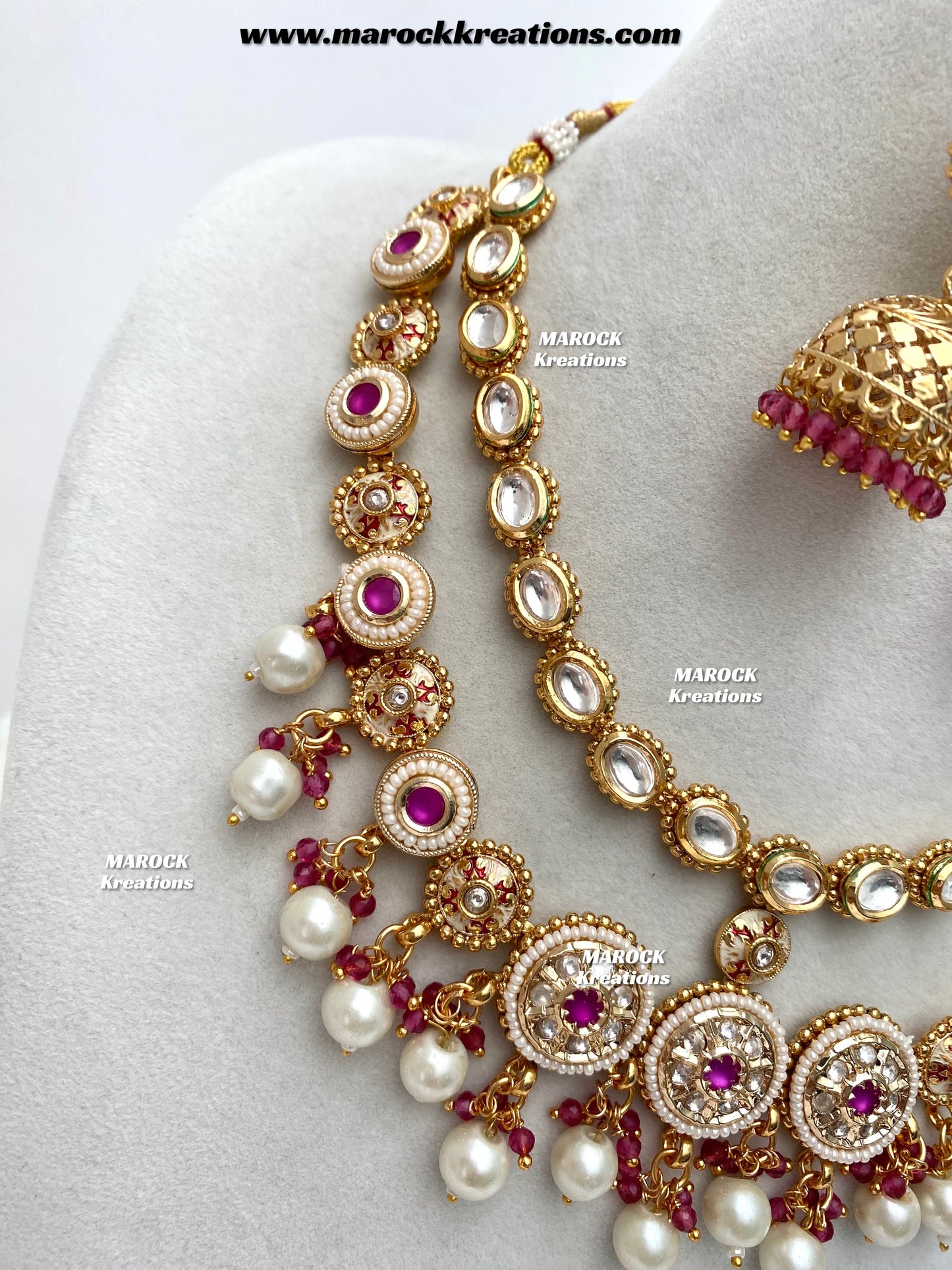 Premium Quality Gold Plated double layer Kundan Necklace set