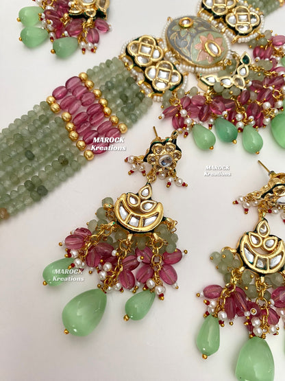 Brinda Premium Quality Kundan Meenakari Statement Choker set
