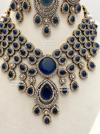 Sarah Bollywood style Victorian Monalisa Statement Necklace set