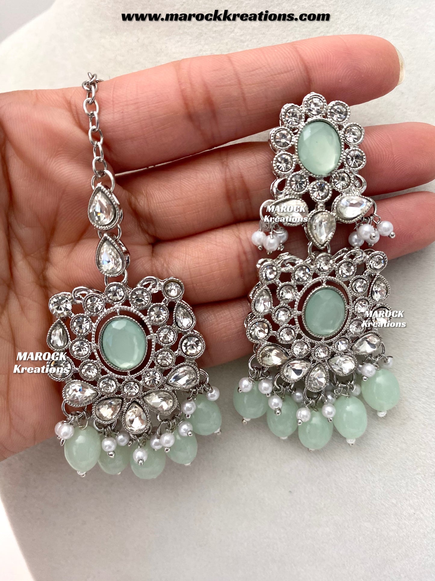 Naina Silver Stone Necklace set