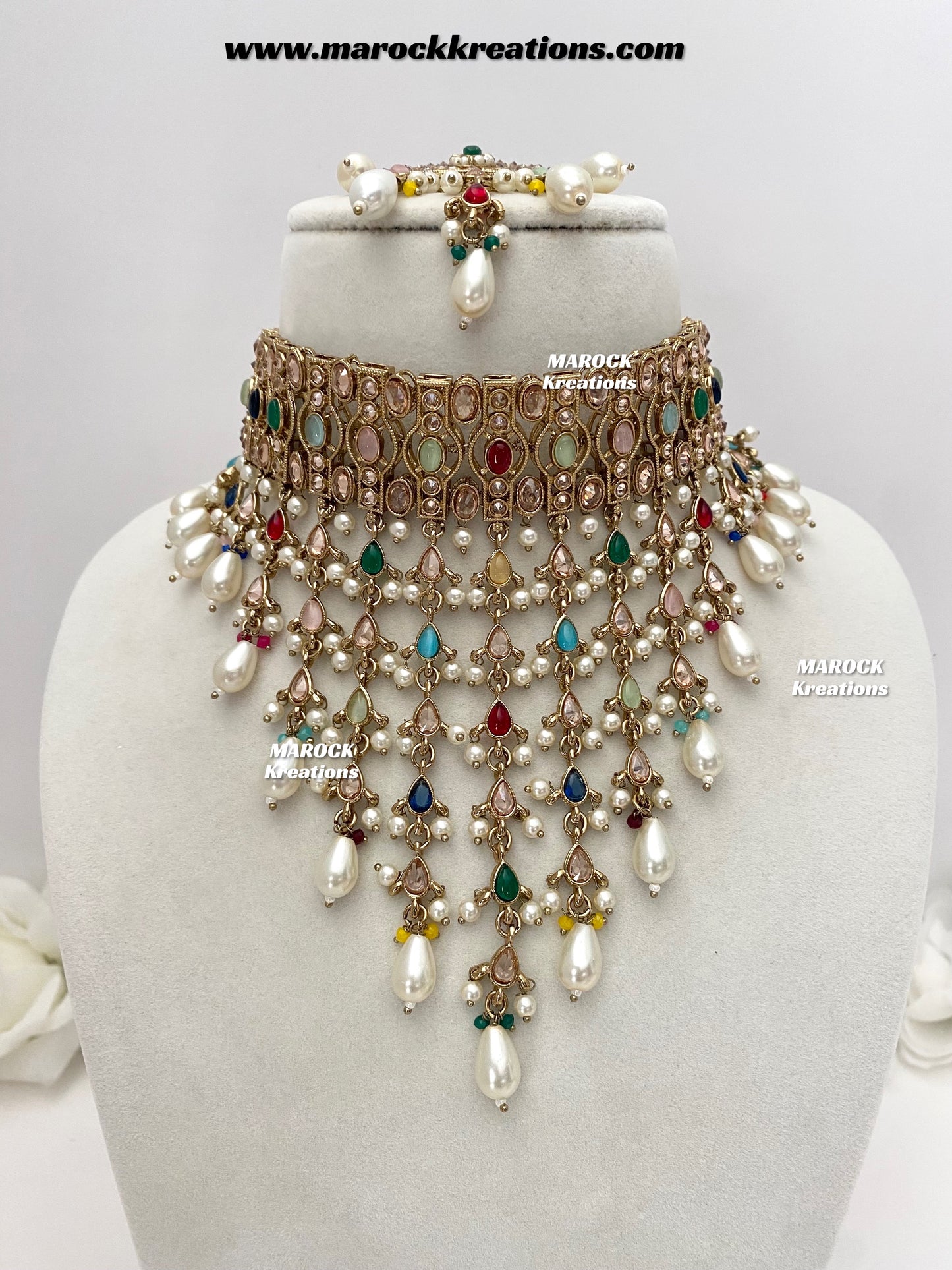 Avni Polki Multi color choker set