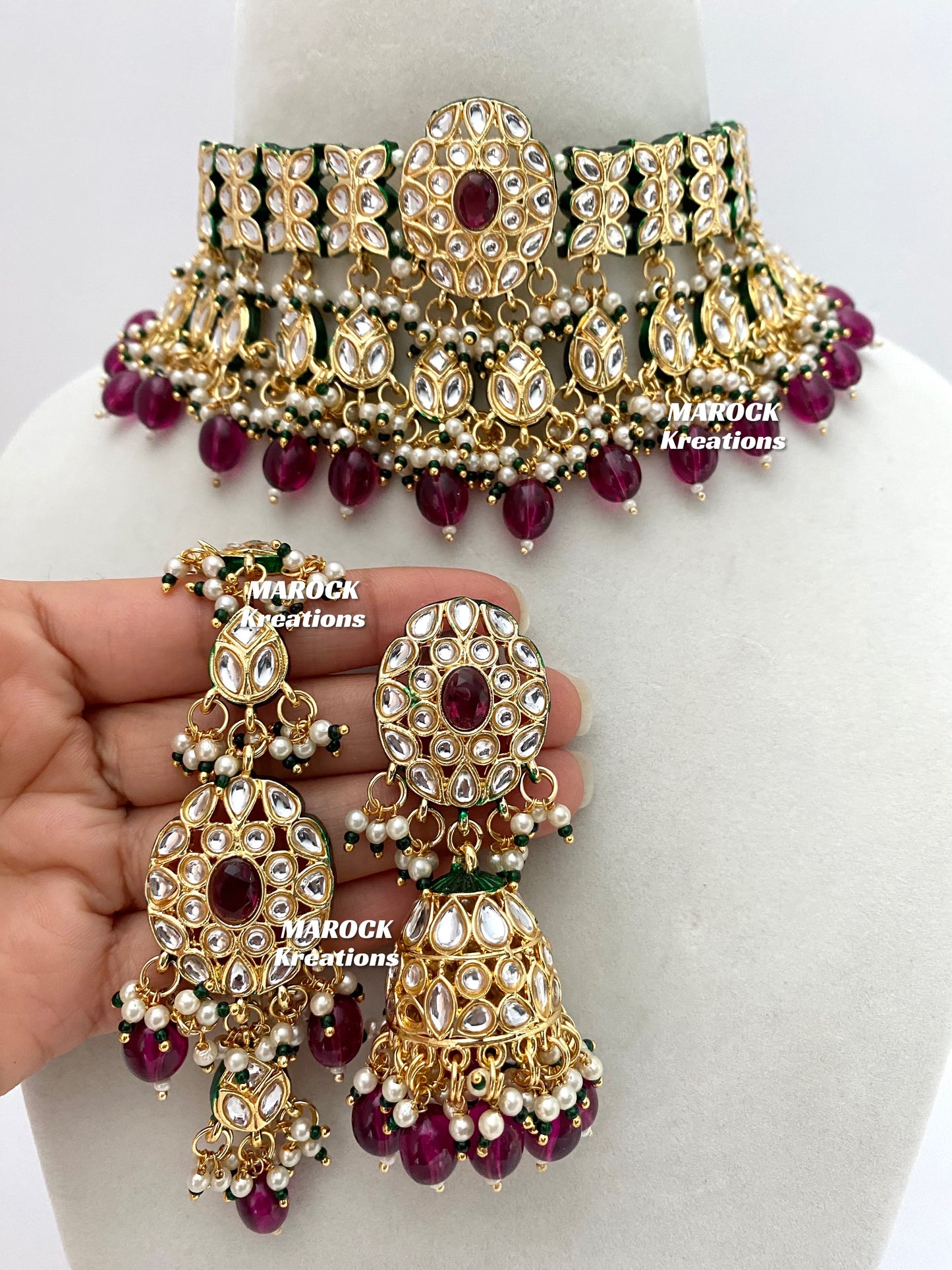 Premium Quality Thappa Kundan Statement Choker set