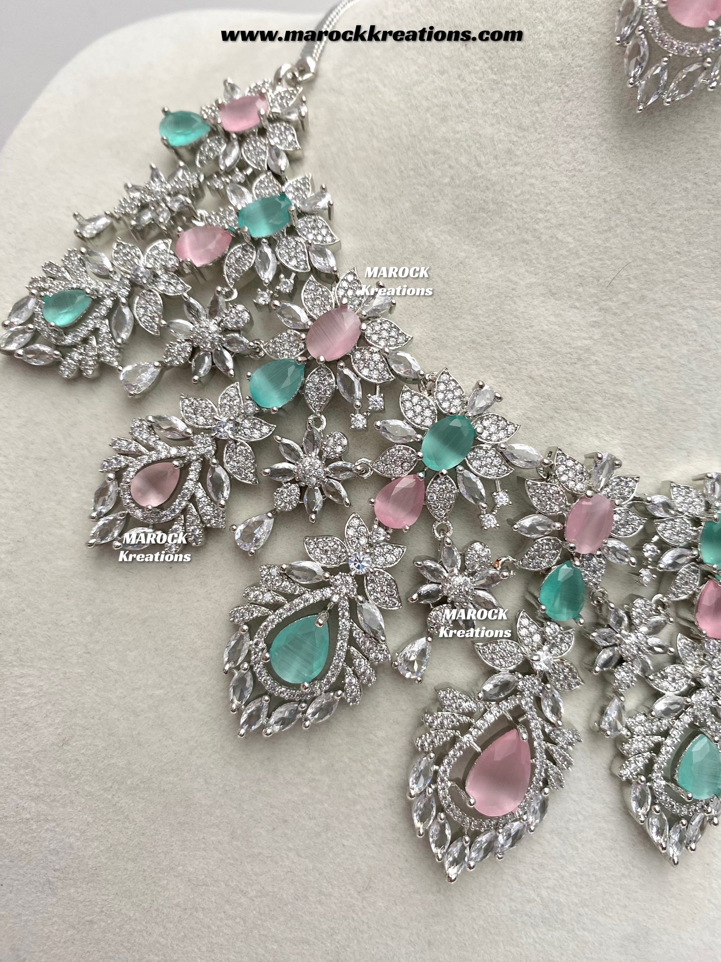 Austin Silver American Diamond Necklace set