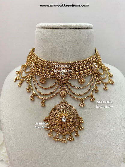 Anusha Premium Quality Gold plated statement choker set