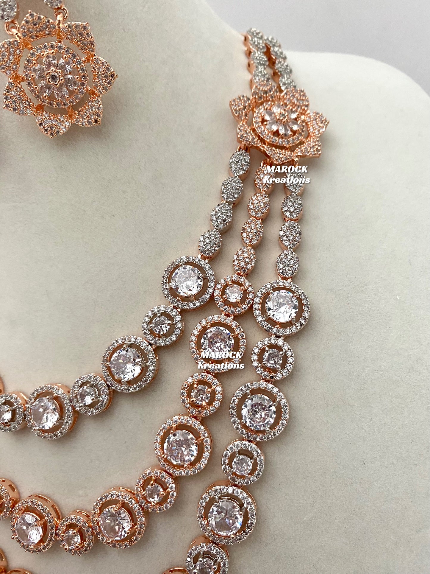 Rose Gold American Diamond Necklace set