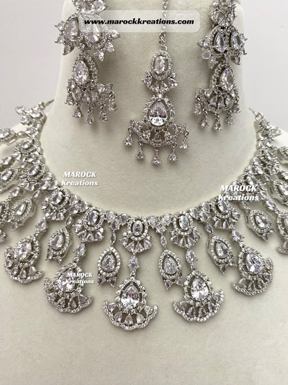 Silver American Diamond Necklace set