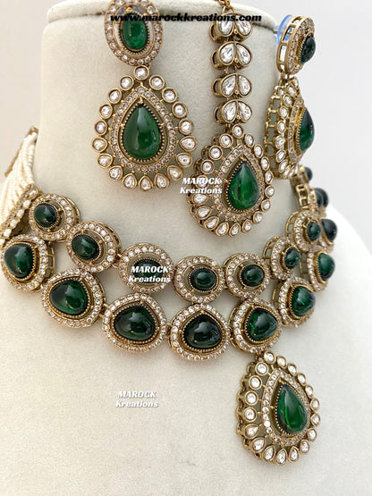 Zafina Premium Quality Moissanite Kundan Statement Choker/Necklace set
